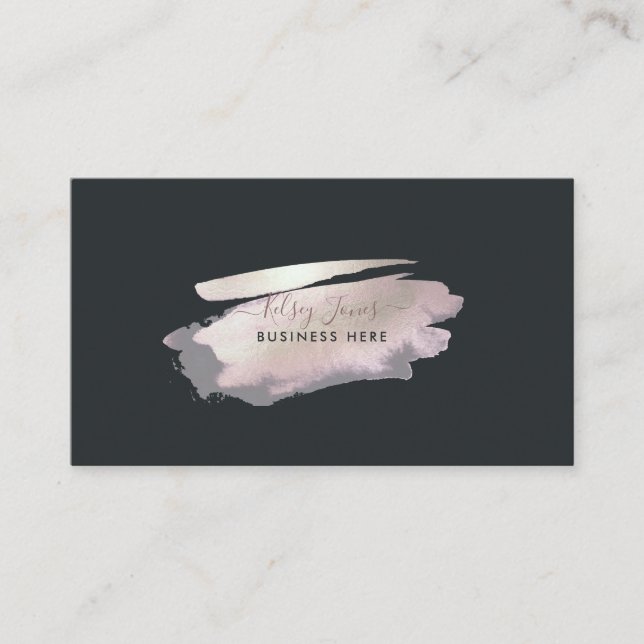 Carte De Visite PixDezines Glam rose+Argent | Bleu+bleu marine (Devant)