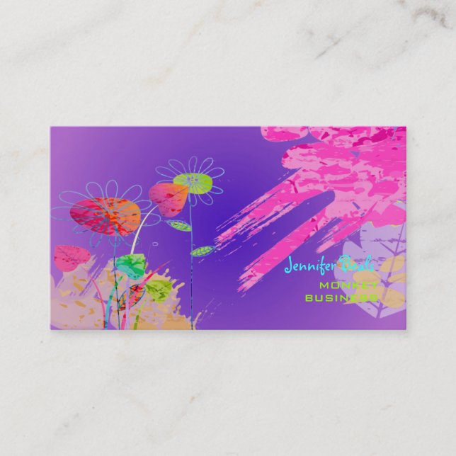 Carte De Visite PixDezines Grunge Floral ♥ (Devant)
