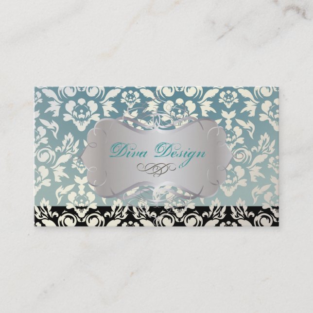 Carte De Visite PixDezines Haute Coutour Damask, Faux Pearl (Devant)