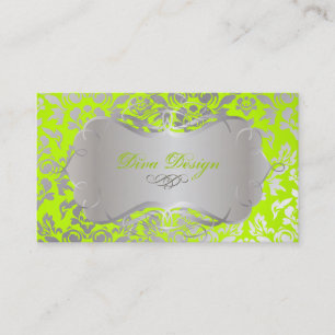 Carte De Visite PixDezines Haute Coutour Damask, Faux Silver