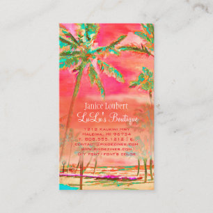 Carte De Visite PixDezines Hawaïen vintage Plage/Corail/Turquoise