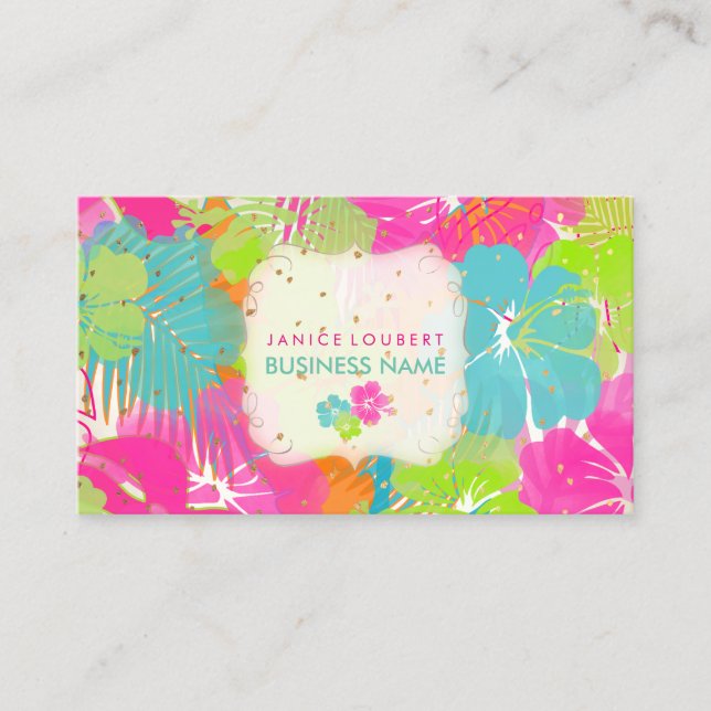 Carte De Visite PixDezines hibiscus/forêt tropicale/do-it-yourself (Devant)