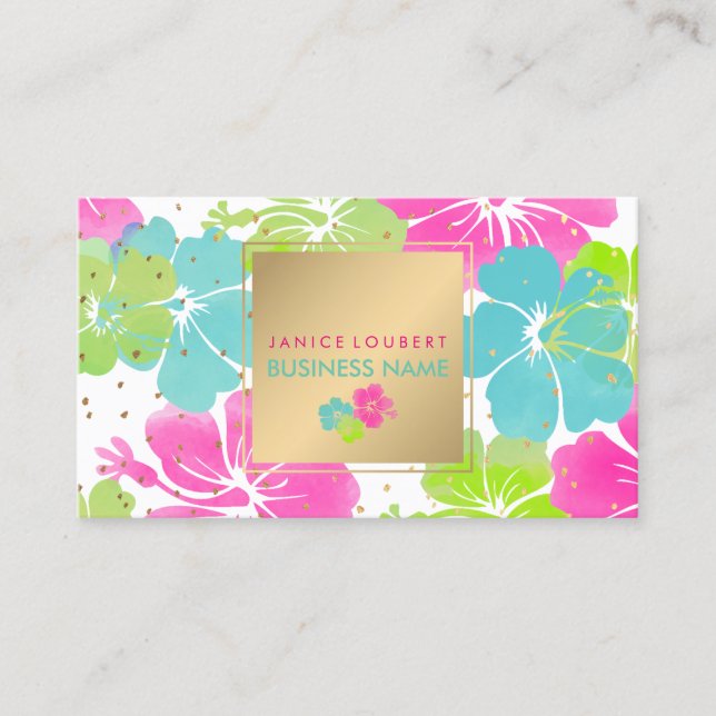 Carte De Visite PixDezines Hibiscus/Spectres d'or/Arrière - plan D (Devant)