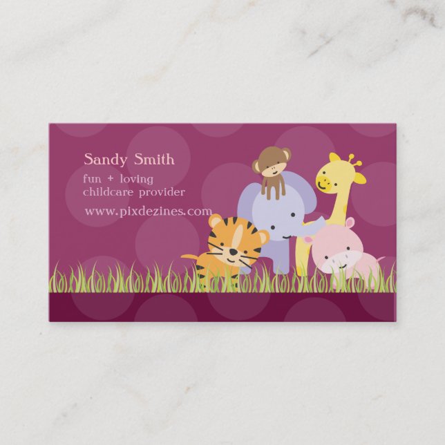 Carte De Visite PixDezines Jungle of Fun Daycare, couleur personna (Devant)