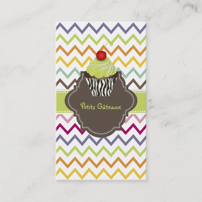 Carte De Visite PixDezines keylime tourne cupcake+chevron (Devant)