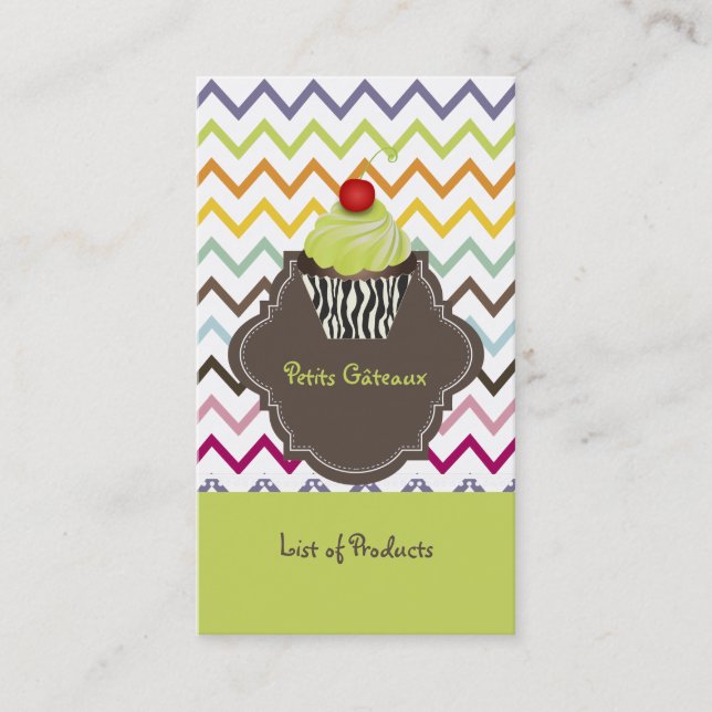 Carte De Visite PixDezines keylime tourne cupcake+chevron (Devant)