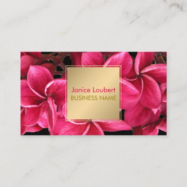 Carte De Visite PixDezines Kona Plumeria rose et Faux Gold (Devant)