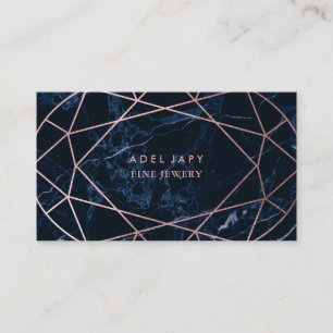 Carte De Visite PixDezines Marbre Bleu+Coupe Ovale Or Rose Faux