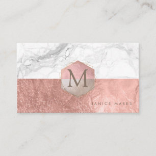 CARTE DE VISITE PIXDEZINES MARBRE FAUX ROSE OR+HONEYCOMB