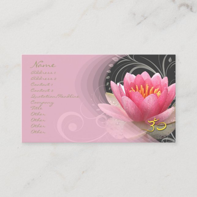 Carte De Visite PixDezines nénuphars roses + tourbillons de nacre (Devant)