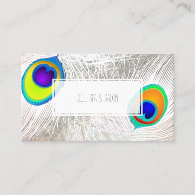 Carte De Visite PixDezines paon plumes/faux argent (Devant)