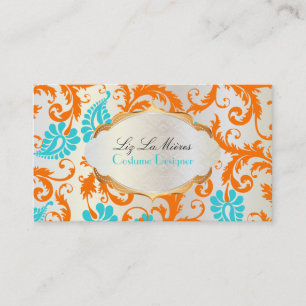 Carte De Visite PixDezines pavo damask/coral+aqua