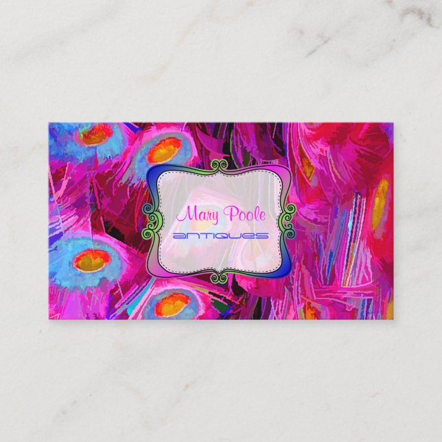 Carte De Visite PixDezines peint paon/cobalt/rose (Devant)