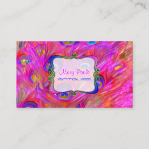 Carte De Visite PixDezines peint paon/rose chaud