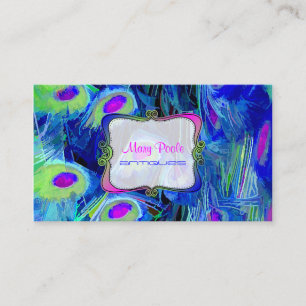 Carte De Visite PixDezines peintes paon/cobalt+émeraude