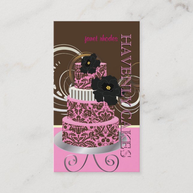 Carte De Visite PixDezines Pink Chocolate damask cake/pâtisserie (Devant)