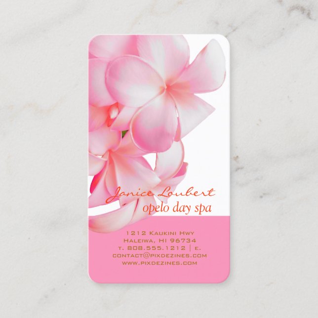 Carte De Visite PixDezines PINK KONA PLUMERIAS (Devant)
