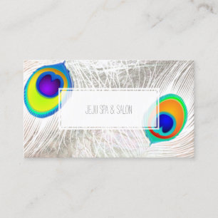Carte De Visite PixDezines plume de paon/faux argent