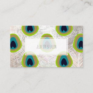 Carte De Visite PixDezines plumes paon/faux argent
