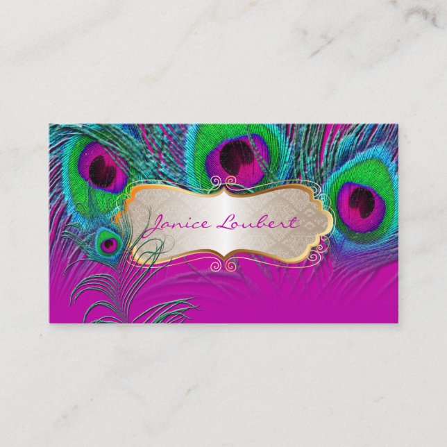 Carte De Visite PixDezines PSYCHEDELIC PEACOCK+GOLD TRIMS ÉTIQUETT (Devant)
