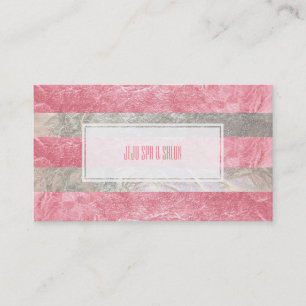 Carte De Visite PixDezines rayures/feuille fausse rose