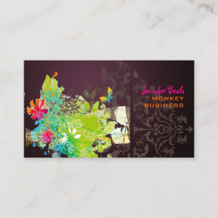 Carte De Visite PixDezines rétro floral + merlot