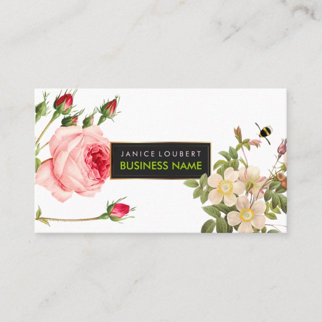 Carte De Visite PixDezines Roses Vintages/Illustration/Redoute (Devant)