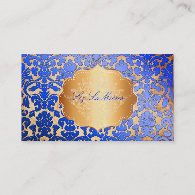 Carte De Visite PixDezines royal bleu flora damas/faux parchemin (Devant)