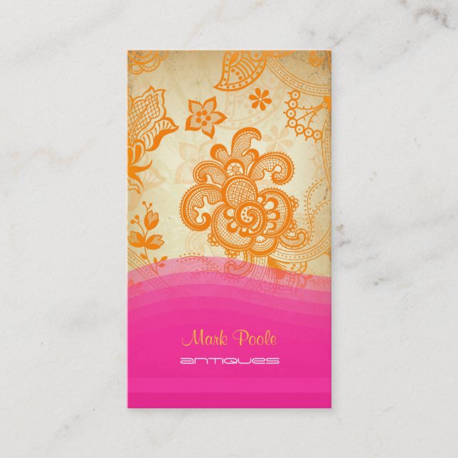 Carte De Visite PixDezines tangerine paisley/do-it-yourself arrièr (Devant)