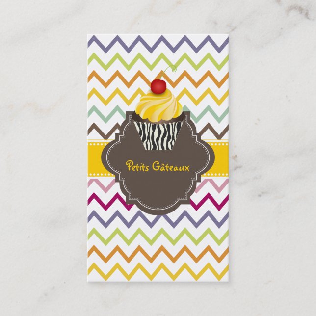 Carte De Visite PixDezines tourbillons citron cupcake+chevron (Devant)