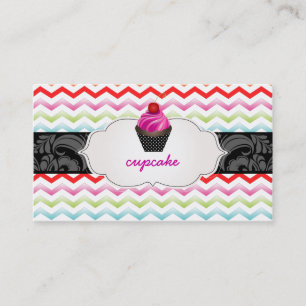 Carte De Visite PixDezines tourbillons fraises cupcake+chevron