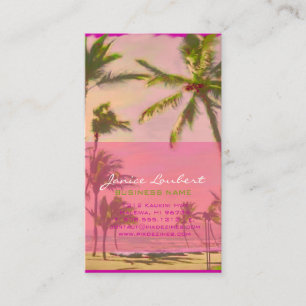 Carte De Visite PixDezines Vintage Hawaiian Beach Scène/Pink