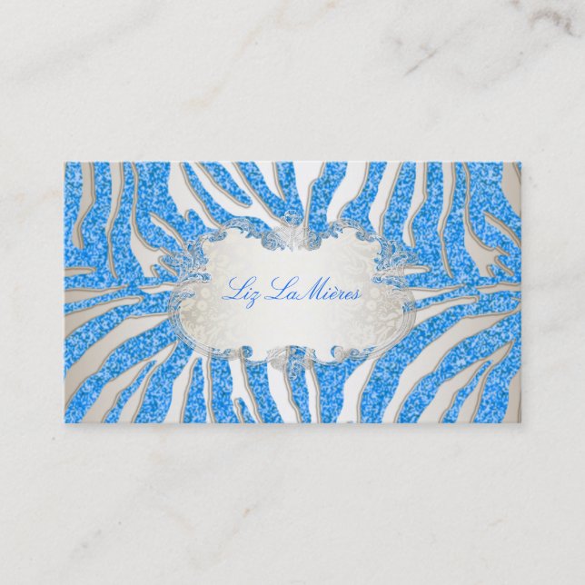 Carte De Visite PixDezines zèbre bleu/champagne (Devant)