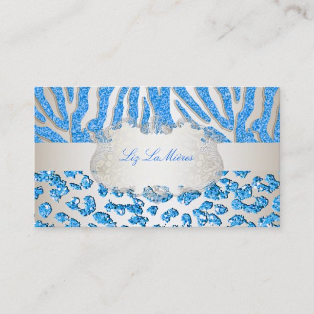 Carte De Visite PixDezines zèbre bleu/léopard/champagne (Devant)