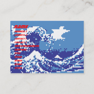 Carte De Visite Pixel Tsunami Bleu 8 Bit Pixel Art
