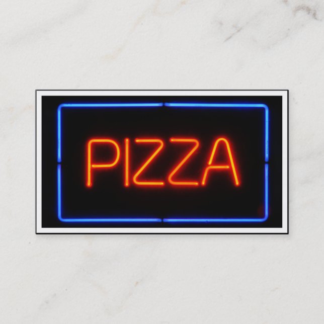 Carte De Visite PIZZA Blue et Red Neon Sign (Devant)