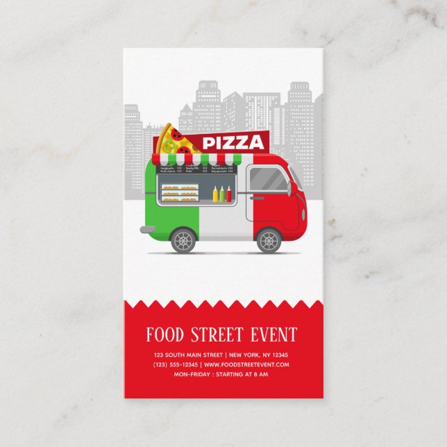 Carte De Visite Pizza de rue pour camion de nourriture (Devant)