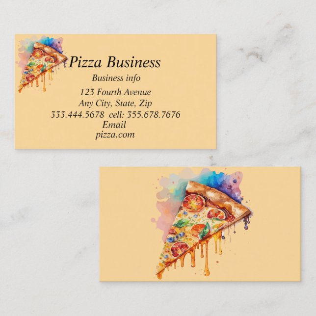 Carte De Visite Pizza personnalisée Nom commercial (Devant / Derrière)