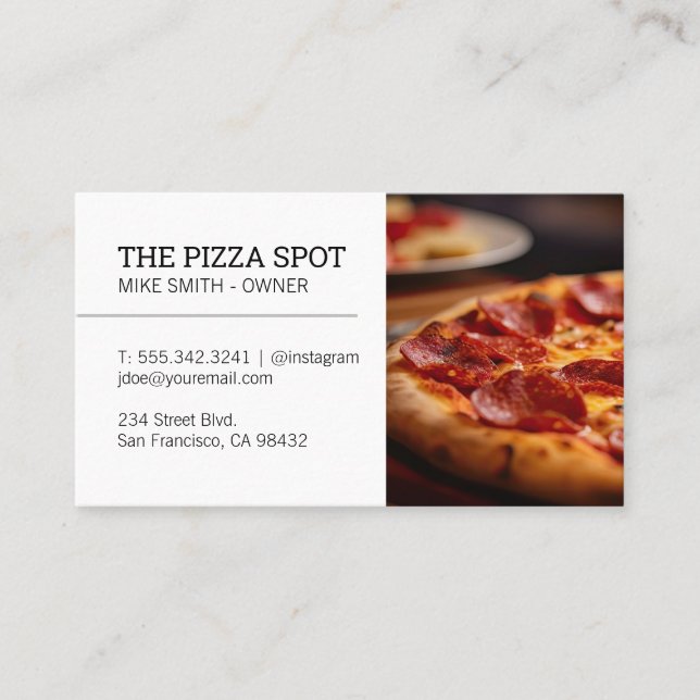 Carte De Visite Pizza Pie | Pepperoni et fromage (Devant)
