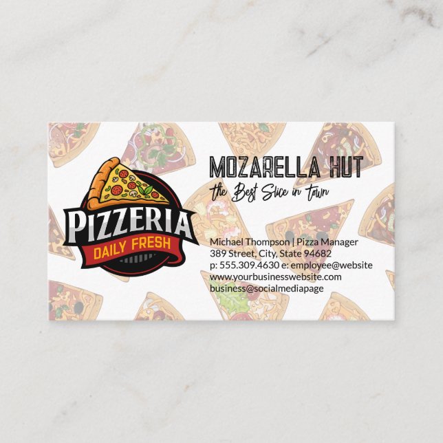 Carte De Visite Pizza Slices | Pizzeria du propriétaire du magasin (Devant)