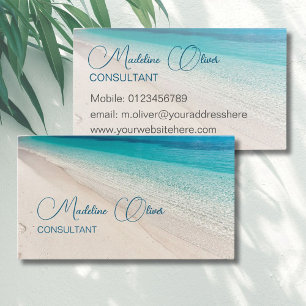 Carte De Visite Plage Mer Calme Voyage Aqua Blue élégant