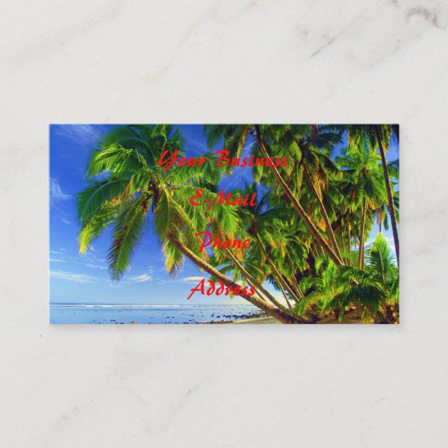 Carte De Visite Plage tropicale d'île de Sandy de palmier de noix (Devant)