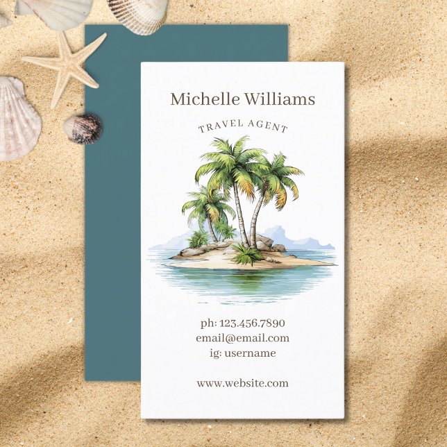 Carte De Visite Plage tropicale Palm Trees Côte (Tropical Beach Palm Trees Costal Business Card)