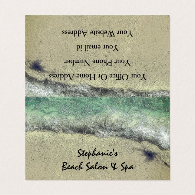 Carte De Visite Plage Vagues Océan Artistique Coastal Salon Spa (Extérieur déplié)