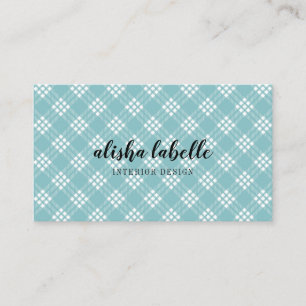 Carte De Visite Plaid bleu-clair chic et moderne