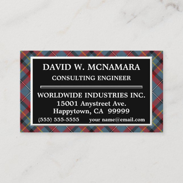 Carte De Visite Plaid de tartan irlandais de McNamara MacNamara de (Devant)