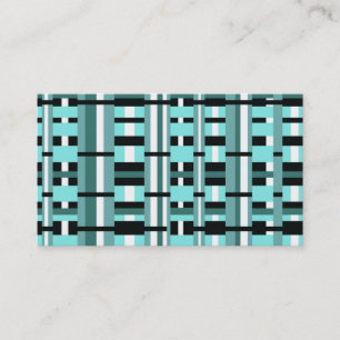 Carte De Visite Plaid en Aqua, Turquoise, noir & blanc
