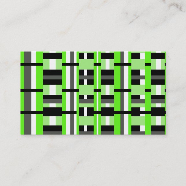 Carte De Visite Plaid en Lime vert, noir, blanc et gris (Devant)