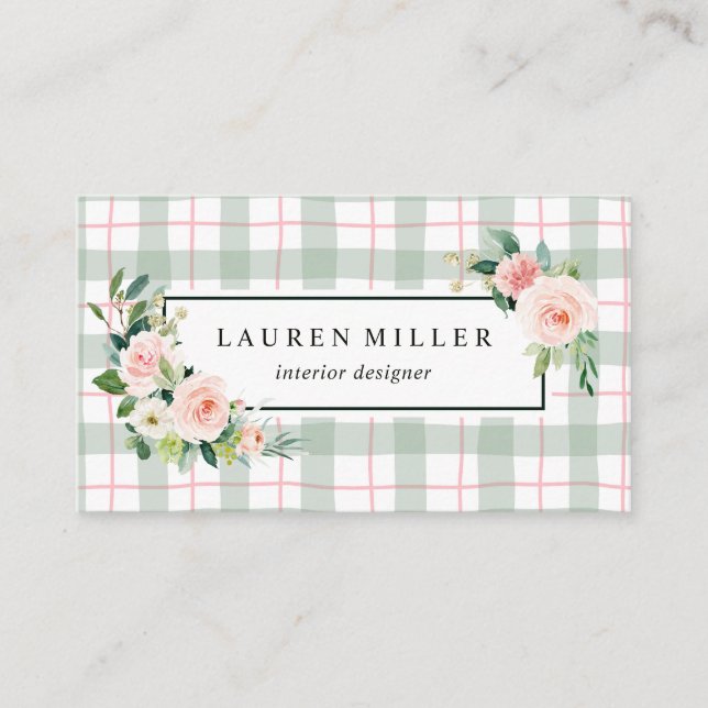 Carte De Visite Plaid en pastel de la fleur | d'aquarelle (Devant)