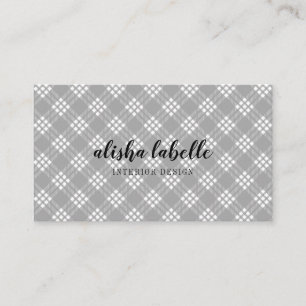 Carte De Visite Plaid gris clair chic et moderne